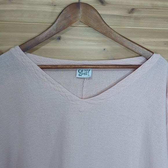 Oh My Gauze Top Womens Large Pink Cut Out Arms 100% Cotton Size 2 - Picture 2 of 11